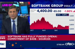 Softbank ha interamente finanziato un investimento di 40 miliardi di dollari in OpenAI, riferiscono fonti alla CNBC