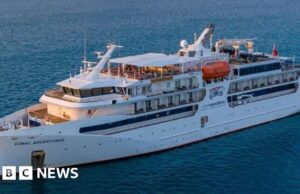 La nave da crociera colpisce la barriera corallina durante il primo viaggio da quando ha lasciato il passeggero sull’isola