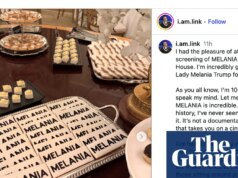 Torte nere e secchielli firmati: benvenuti alla première alla Casa Bianca del movie Melania di Brett Ratner