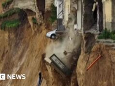 Guarda: Enorme frana in Sicilia dopo la tempesta Harry
