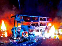 Guarda: Tre carbonizzati morti in un incidente d’autobus in Andhra Pradesh