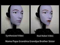 Video con la faccia del robotic con sincronizzazione labiale che risuona le singole parole