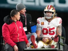 George Kittle dei 49ers è uscito dal campo per un infortunio al tendine d’Achille durante il Wild Card Spherical contro gli Eagles