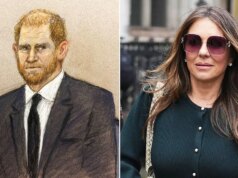 Il principe Harry si schiera dietro alle lacrime di Elizabeth Hurley mentre crolla in tribunale per presunto spionaggio scandalistico
