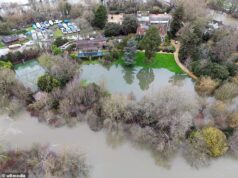 Le case multimilionarie di George Clooney, Russell Model e Debbie McGee sono state allagate dopo settimane di pioggia continua che hanno causato lo straripamento del Tamigi