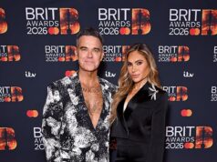 Robbie Williams incontra la moglie Ayda Area sul tappeto rosso dei BRIT Awards prima della sua efficiency tributo a Ozzy Osbourne per chiudere la cerimonia