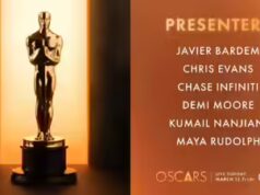 Oscar 2026: Chris Evans e Demi Moore alla presentazione