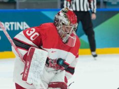 Mads Sogaard della Danimarca esce contro gli Stati Uniti per evidente infortunio