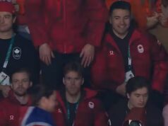 Nick Suzuki e l’équipe canadese hanno assistito alla finale del relais mixte en patinage de vitesse… Nathan MacKinnon anche!