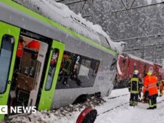 Cinque feriti nel deragliamento di un treno svizzero sotto una forte nevicata