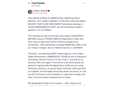 Trump ordina al Pentagono di smettere di usare Wake Anthropic nel focoso submit sui social Reality