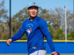 Il primo fuoricampo del membership di Kazuma Okamoto come Blue Jay nella sconfitta dell’allenamento primaverile contro i Mets