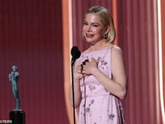 Michelle Williams vista per la prima volta dalla morte di James Van Der Beek mentre vince l’Actor Award