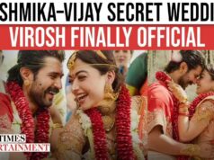 Vijay Deverakonda protegge Rashmika Mandanna durante la visita al tempio