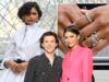 Zendaya sfoggia una fascia dorata al dito mentre indossa il bianco da sposa alla sfilata di moda